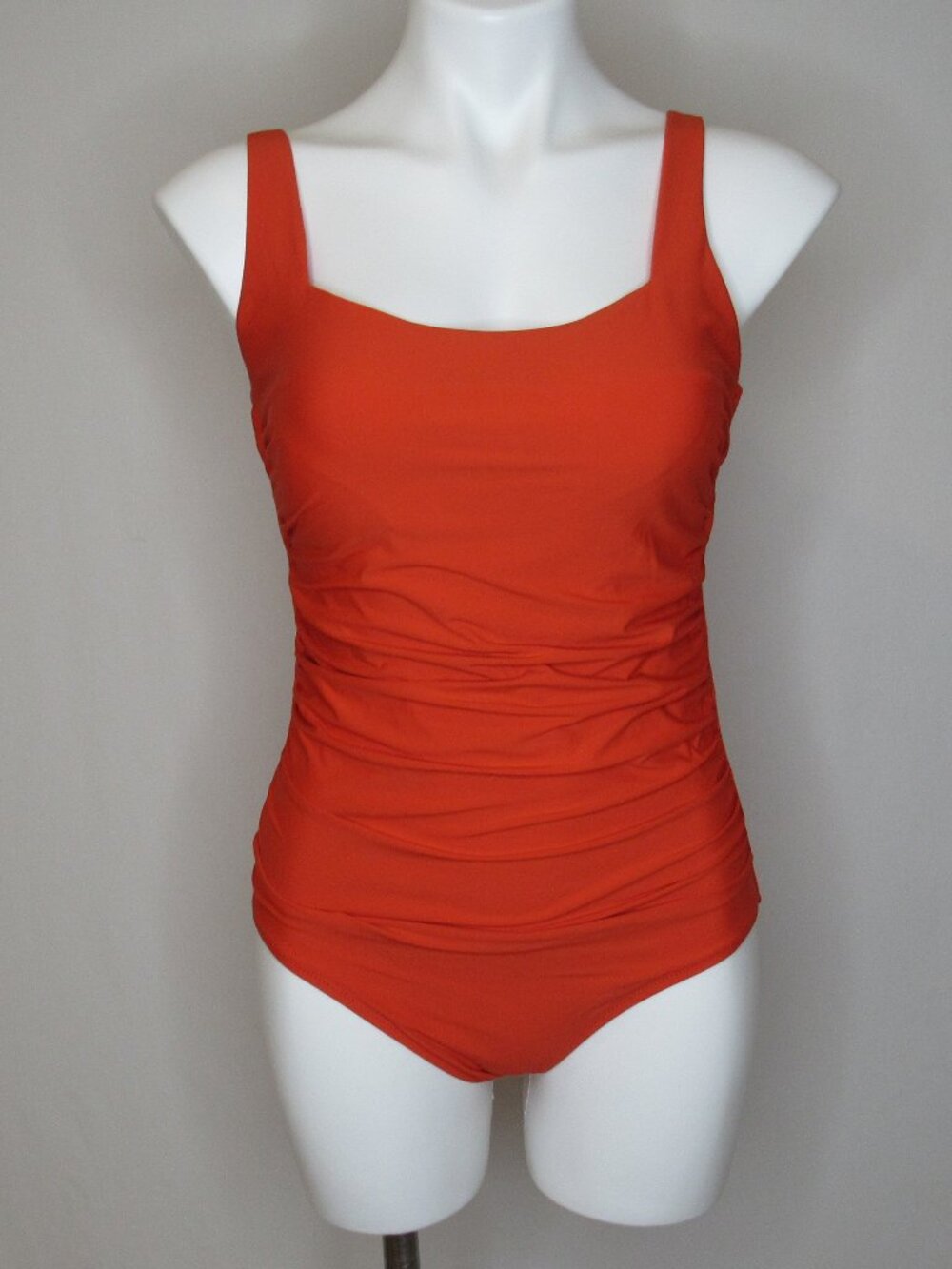 Athleta Orange Square Neck One Piece Ruched Side Swimsuit Women's Medium Tall MT